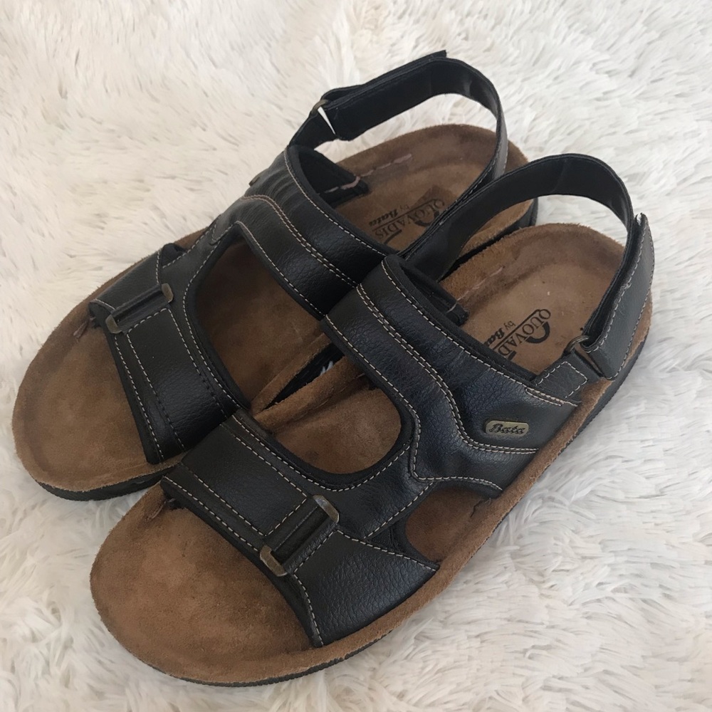 Bata Men’s Leather Black Sandals Size 8